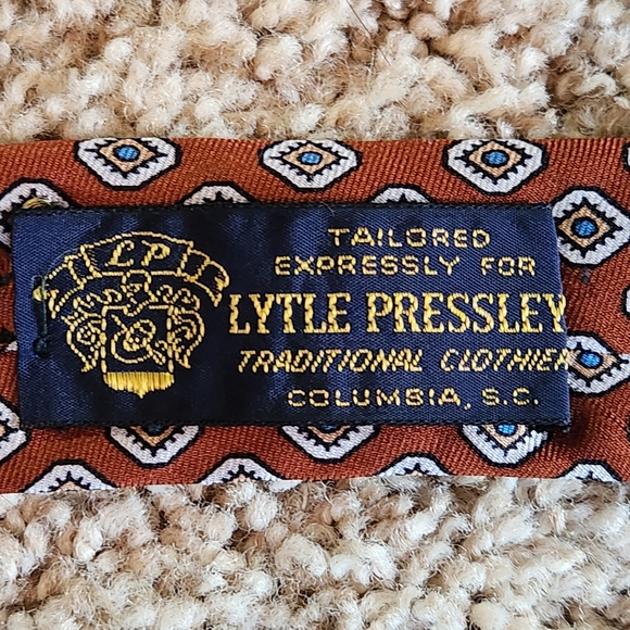 VTG Burt Pulitzer Tie Made Exclusively for Lytle Pressley Clothiers bunt orange - Picture 7 of 9